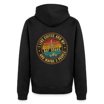 I Like Coffee And My Rat Snake And Maybe 3 People - Unisex Premium Bio Zip Hoodie - Schwarz - Hinten - Nico (187cm)