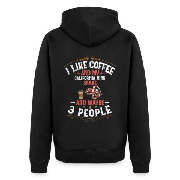 Coffee And My California King Snake And 3 People - Unisex Premium Bio Zip Hoodie - Schwarz - Hinten - Nico (187cm)
