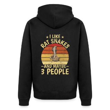 I Like Rat Snakes And Maybe 3 People Boa Reptile - Unisex Premium Bio Zip Hoodie - Schwarz - Hinten - Nico (187cm)