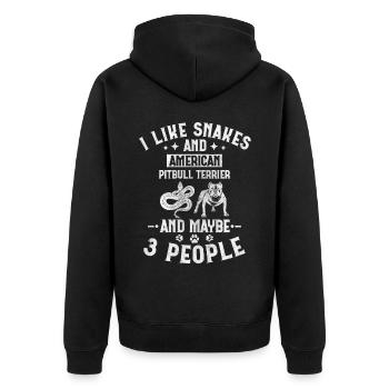 Snakes And American Pitbull Terrier And 3 People - Unisex Premium Bio Zip Hoodie - Schwarz - Hinten - Nico (187cm)