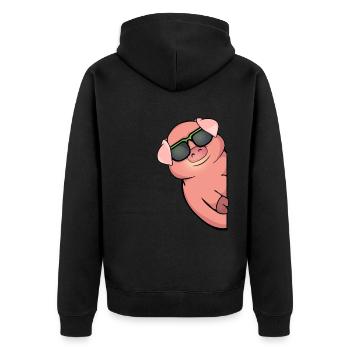 Pig Lover Gift Farm Pig - Unisex Premium Organic Zip Hoodie - black - Back - Nico (187cm)