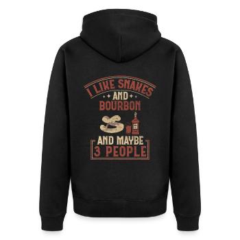 Snakes And Bourbon And Maybe 3 People Snake - Unisex Premium Bio Zip Hoodie - Schwarz - Hinten - Nico (187cm)