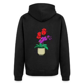 Orchid Carnivorous Venus Flytrap - Unisex Premium Organic Zip Hoodie - black - Back - Nico (187cm)