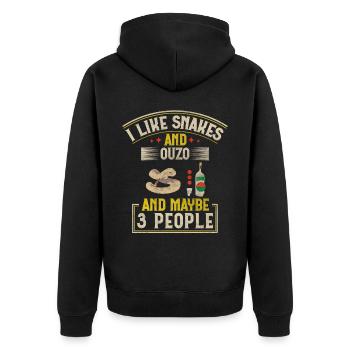 I Like Snakes And Ouzo And Maybe 3 People Snake - Unisex Premium Organic Zip Hoodie - black - Back - Nico (187cm)