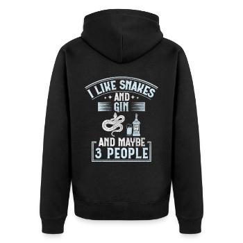 I Like Snakes And Gin And Maybe 3 People Snake - Unisex Premium Bio Zip Hoodie - Schwarz - Hinten - Nico (187cm)