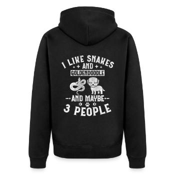 Snakes And Goldendoodle And Maybe 3 People Puppy - Unisex Premium Organic Zip Hoodie - black - Back - Nico (187cm)