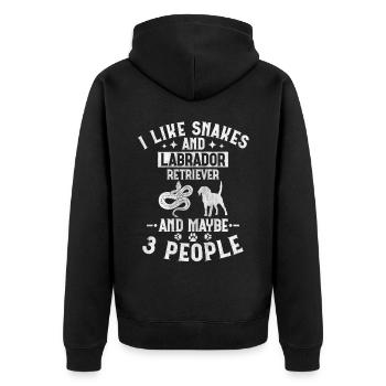 Snakes And Labrador Retriever And Maybe 3 People - Unisex Premium Bio Zip Hoodie - Schwarz - Hinten - Nico (187cm)