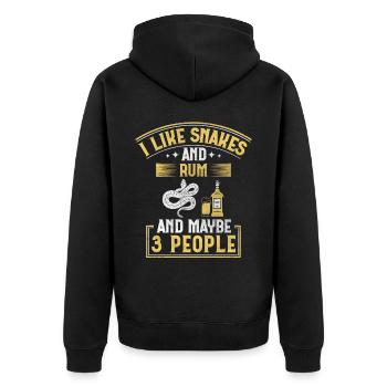 J’aime les serpents et le rhum et peut-être 3 personnes serpent - Veste à capuche bio Premium Unisexe - noir - Dos - Nico (187cm)