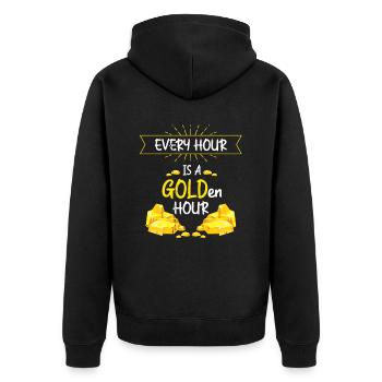 Gold Digger Gold Panning Gold Mining Designs - Unisex Premium Organic Zip Hoodie - black - Back - Nico (187cm)