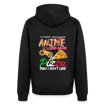 Anime Videospiele Pizza Geschenk - Unisex Premium Bio Zip Hoodie - Schwarz - Hinten - Nico (187cm)