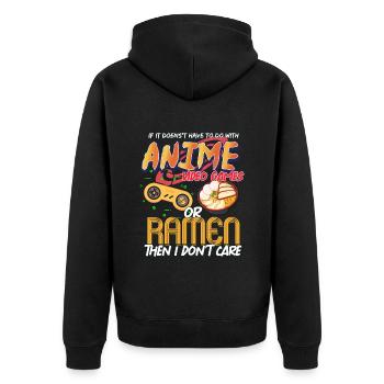 Anime Videospiele Ramen Geschenk - Unisex Premium Bio Zip Hoodie - Schwarz - Hinten - Nico (187cm)