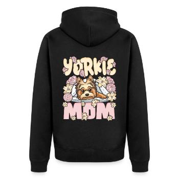 Yorkie Mom Yorkshire Terrier Hund Mama - Unisex Premium Bio Zip Hoodie - Schwarz - Hinten - Nico (187cm)