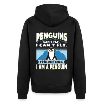 Pinguine Können Nicht Fliegen Lustiger Pinguin - Unisex Premium Bio Zip Hoodie - Schwarz - Hinten - Nico (187cm)