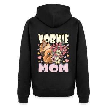 Yorkie Mom Yorkshire Terrier Hund Mama - Unisex Premium Bio Zip Hoodie - Schwarz - Hinten - Nico (187cm)