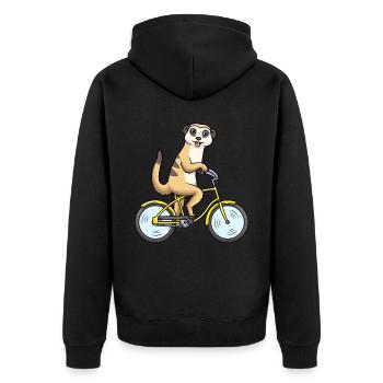 Erdmännchen Fahrradfahren Surikat Biking Fahrrad - Unisex Premium Bio Zip Hoodie - Schwarz - Hinten - Nico (187cm)