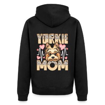 Yorkie Mom Mama Mama Yorkshire Terrier - Unisex Premium Bio Zip Hoodie - Schwarz - Hinten - Nico (187cm)