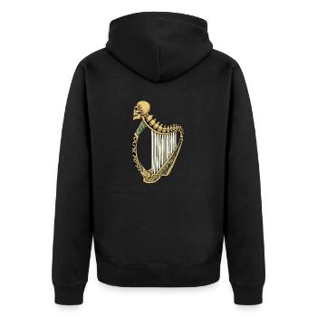 Harfe I Saiteninstrument Musik Motiv für Harfen - Unisex Premium Bio Zip Hoodie - Schwarz - Hinten - Nico (187cm)