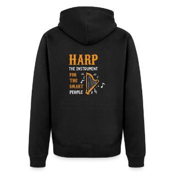 Harfe I Saiteninstrument Musik Motiv für Harfen - Unisex Premium Bio Zip Hoodie - Schwarz - Hinten - Nico (187cm)