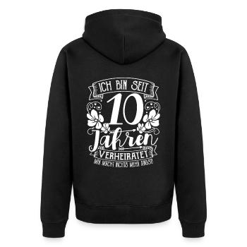 10 Jahre Verheiratet Hochzeitstag - Unisex Premium Bio Zip Hoodie - Schwarz - Hinten - Nico (187cm)