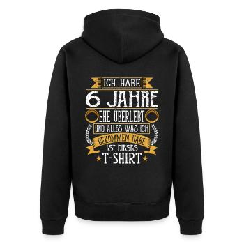 Zuckerhochzeit 6 Jahre Verheiratet Hochzeitstag - Unisex Premium Bio Zip Hoodie - Schwarz - Hinten - Nico (187cm)