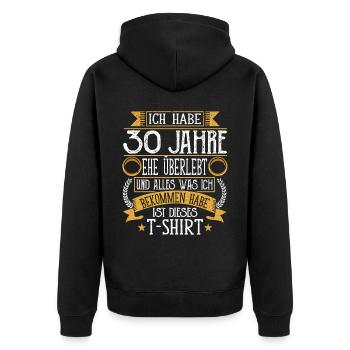 Perlenhochzeit 30 Jahre Verheiratet Hochzeitstag - Unisex Premium Bio Zip Hoodie - Schwarz - Hinten - Nico (187cm)