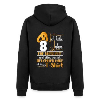 Blecherne Hochzeit 8 Jahre Verheiratet - Unisex Premium Bio Zip Hoodie - Schwarz - Hinten - Nico (187cm)