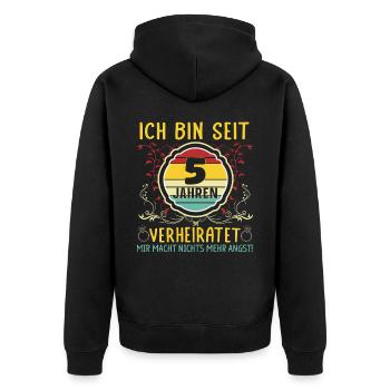 Rosenhochzeit 5 Jahre Verheiratet Hochzeitstag - Unisex Premium Bio Zip Hoodie - Schwarz - Hinten - Nico (187cm)
