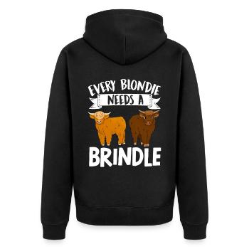 Scottish Highland Cattle Cow - Unisex Premium Bio Zip Hoodie - Schwarz - Hinten - Nico (187cm)