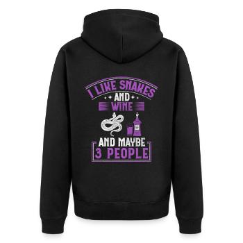J’aime les serpents et le vin et peut-être 3 personnes serpent - Veste à capuche bio Premium Unisexe - noir - Dos - Nico (187cm)