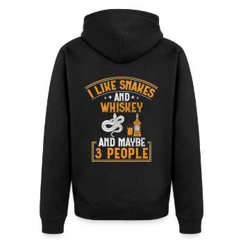 I Like Snakes And Whiskey And Maybe 3 People Snake - Unisex Premium Bio Zip Hoodie - Schwarz - Hinten - Nico (187cm)