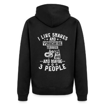 Snakes And Yorkshire Terrier And Maybe 3 People - Unisex Premium Bio Zip Hoodie - Schwarz - Hinten - Nico (187cm)