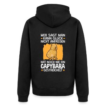 Capybara streicheln südamerikanisches Capybara - Unisex Premium Bio Zip Hoodie - Schwarz - Hinten - Nico (187cm)