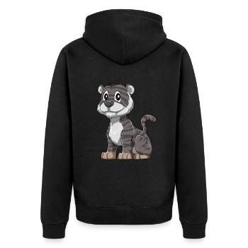 Niedlicher Schwarzer Baby Tiger - Unisex Premium Bio Zip Hoodie - Schwarz - Hinten - Nico (187cm)