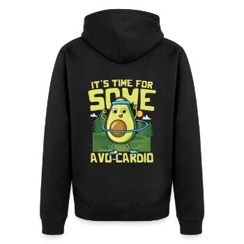 It's Time For Some Avo-Cardio - Unisex Premium Bio Zip Hoodie - Schwarz - Hinten - Nico (187cm)
