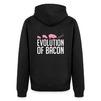 Evolution Von Bacon Breakfast Bacon Lover Meat - Unisex Premium Bio Zip Hoodie - Schwarz - Hinten - Nico (187cm)