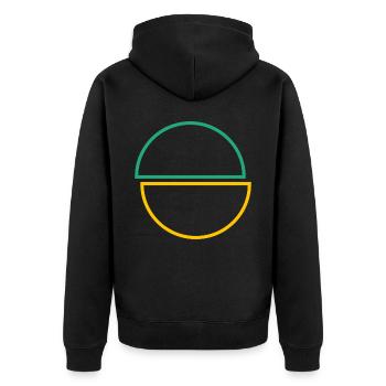 Demi-cercles vert et jaune Design - Veste à capuche bio Premium Unisexe - noir - Dos - Nico (187cm)