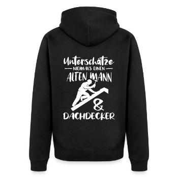 Dachdecker Dachdecken Dach Decken - Unisex Premium Bio Zip Hoodie - Schwarz - Hinten - Nico (187cm)
