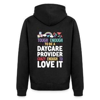 Childcare Daycare Provider Teacher - Unisex Premium Bio Zip Hoodie - Schwarz - Hinten - Nico (187cm)