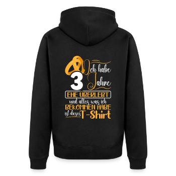3 Jahre Verheiratet 3. Hochzeitstag - Unisex Premium Bio Zip Hoodie - Schwarz - Hinten - Nico (187cm)