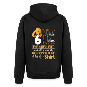 Zuckerhochzeit 6 Jahre Verheiratet Hochzeitstag - Unisex Premium Bio Zip Hoodie - Schwarz - Hinten - Nico (187cm)