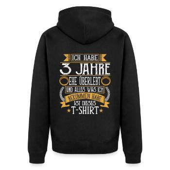 3 Jahre Verheiratet 3. Hochzeitstag - Unisex Premium Bio Zip Hoodie - Schwarz - Hinten - Nico (187cm)