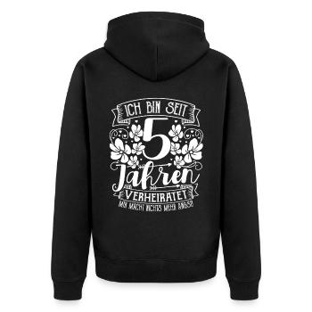 Rosenhochzeit 5 Jahre Verheiratet Hochzeitstag - Unisex Premium Bio Zip Hoodie - Schwarz - Hinten - Nico (187cm)