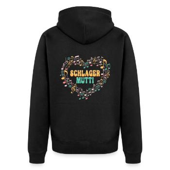Schlagerparty Schlager Mutti - Unisex Premium Bio Zip Hoodie - Schwarz - Hinten - Nico (187cm)