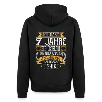 Kupferne Hochzeit 7 Jahre Verheiratet Hochzeitstag - Unisex Premium Bio Zip Hoodie - Schwarz - Hinten - Nico (187cm)