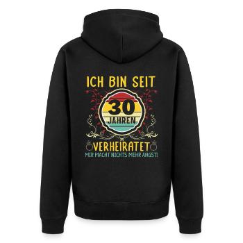 Perlenhochzeit 30 Jahre Verheiratet Hochzeitstag - Unisex Premium Bio Zip Hoodie - Schwarz - Hinten - Nico (187cm)
