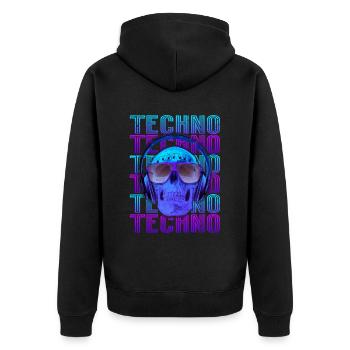 Techno Musik - Unisex Premium Bio Zip Hoodie - Schwarz - Hinten - Nico (187cm)