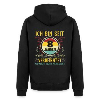 Blecherne Hochzeit 8 Jahre Verheiratet - Unisex Premium Bio Zip Hoodie - Schwarz - Hinten - Nico (187cm)