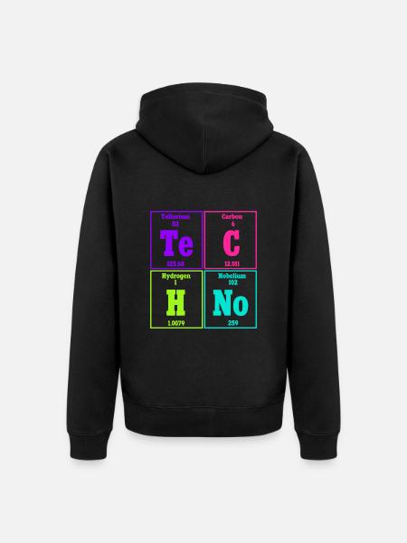 Techno Musik Rave Techno Periodensystem - Unisex Premium Bio Zip Hoodie - Schwarz