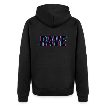 Techno Musik Rave - Unisex Premium Bio Zip Hoodie - Schwarz - Hinten - Nico (187cm)