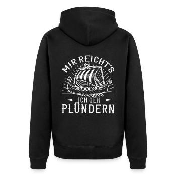 Wikinger Mir Reichts Ich Geh Plündern Geschenk See - Unisex Premium Bio Zip Hoodie - Schwarz - Hinten - Nico (187cm)